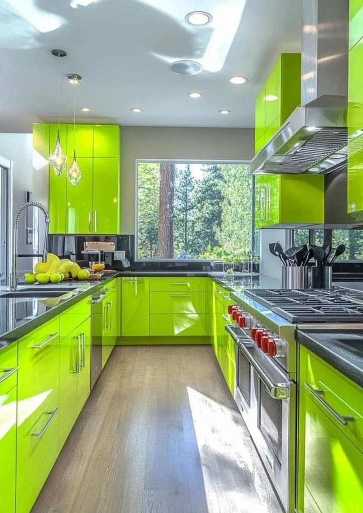 Lime Green and Magenta Kitchen