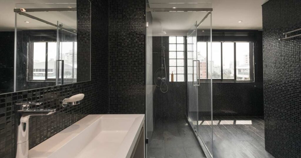 Burnt Orange and Black Bathroom