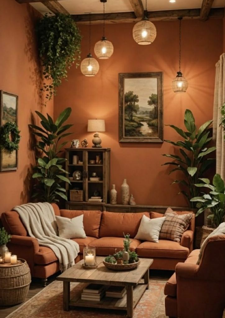 Coastal Burnt Orange Living Room With Breezy Style