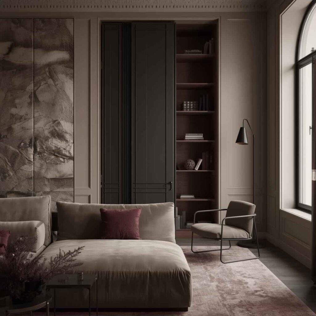 Taupe Elegance with Burgundy Touches