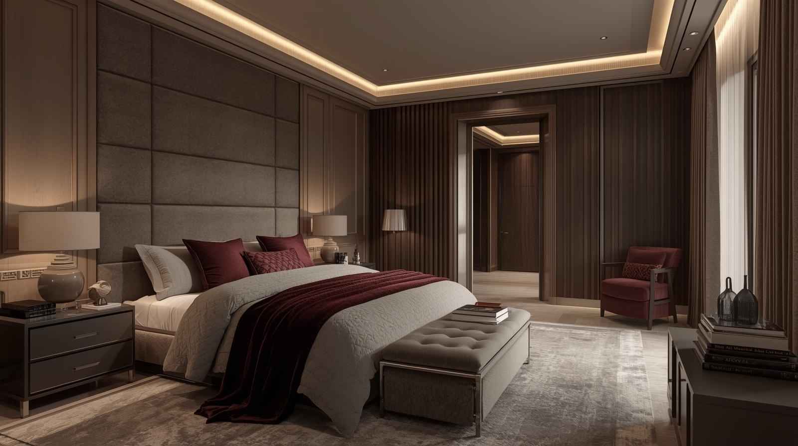 Taupe and Burgundy Bedroom Ideas